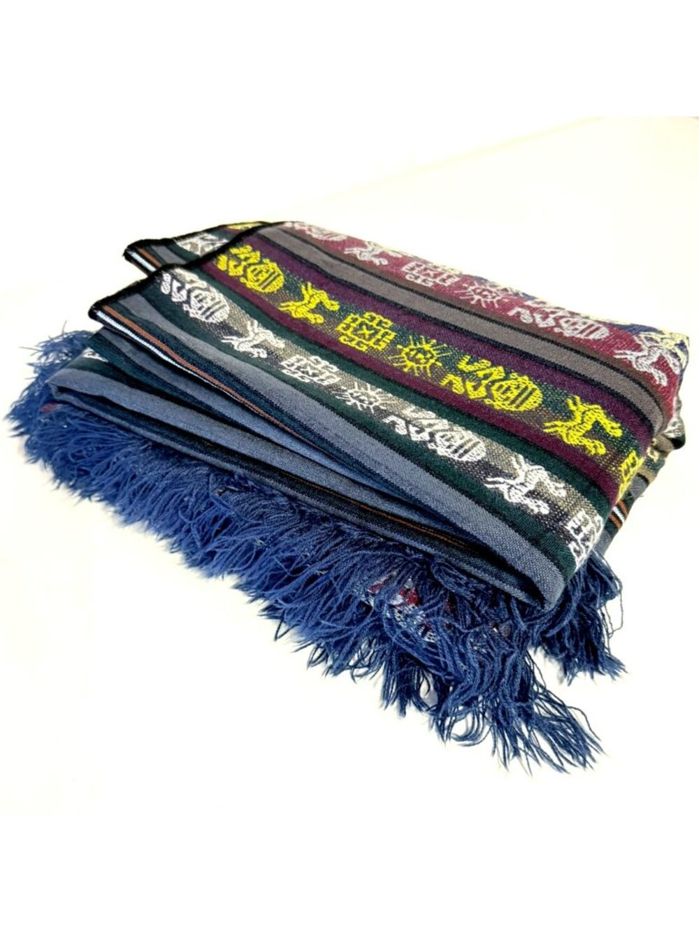 Bohemian Woven Bedspread Throw Fringe Ethnic Folk Pattern 63x99 Multicolor